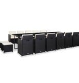 VidaXL 17-delige Tuinset met kussens poly rattan zwart