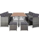 VidaXL 15-delige Tuinset met kussens poly rattan antraciet