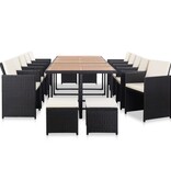 VidaXL 15-delige Tuinset met kussens poly rattan zwart