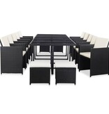 VidaXL 15-delige Tuinset met kussens poly rattan zwart