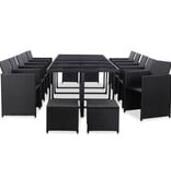 VidaXL 15-delige Tuinset met kussens poly rattan zwart