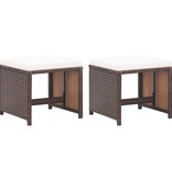 VidaXL Tuinkrukken 2 st met kussens poly rattan bruin