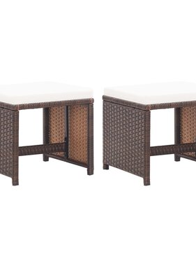 VidaXL Tuinkrukken 2 st met kussens poly rattan bruin