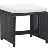VidaXL Tuinkrukken 2 st met kussens poly rattan zwart