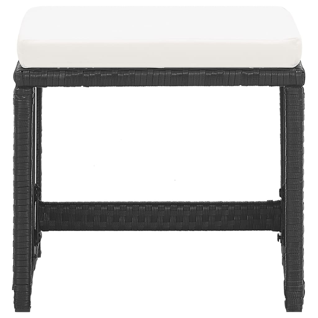 VidaXL Tuinkrukken 2 st met kussens poly rattan zwart