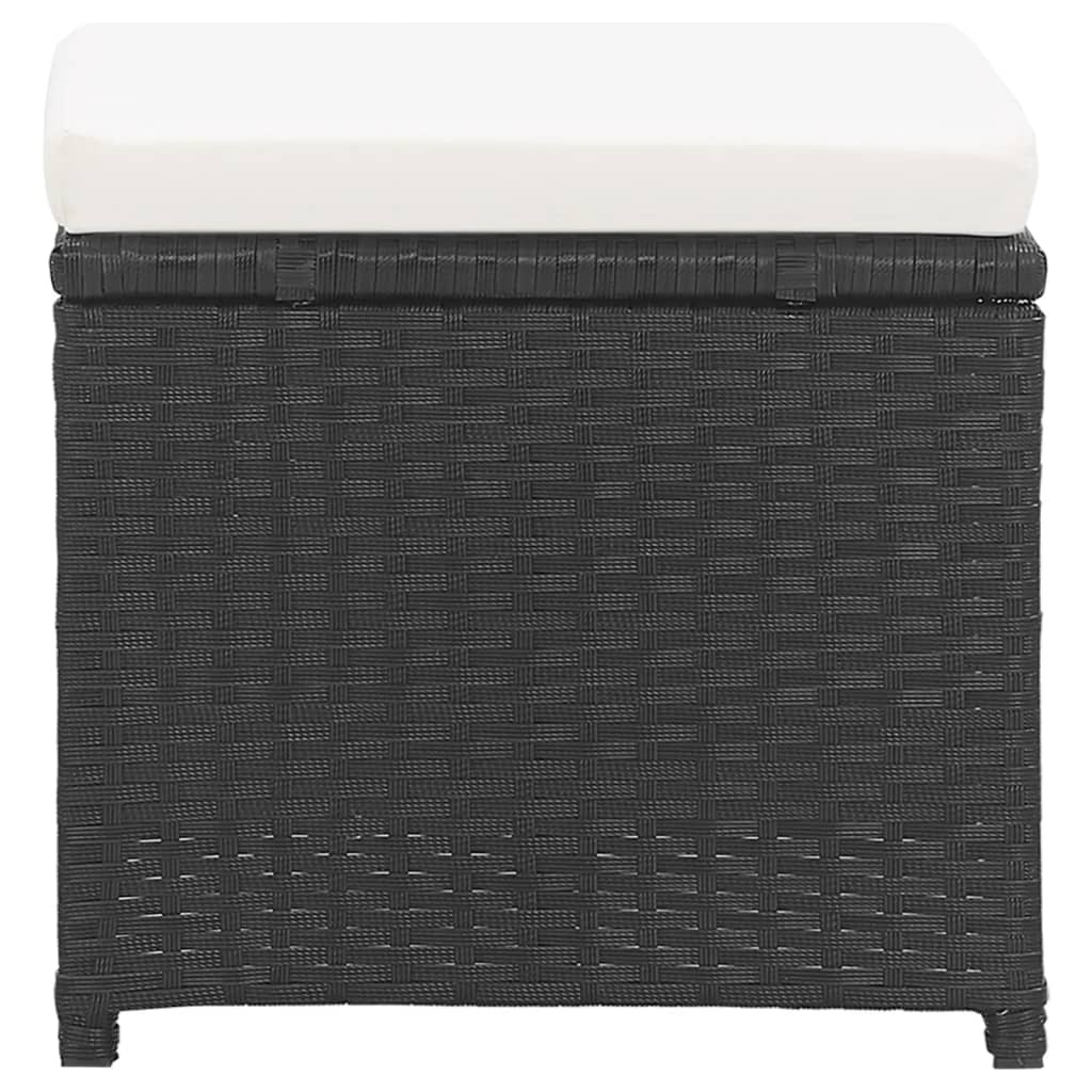VidaXL Tuinkrukken 2 st met kussens poly rattan zwart
