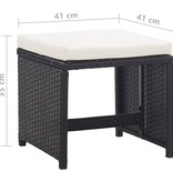 VidaXL Tuinkrukken 2 st met kussens poly rattan zwart