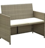 VidaXL Tuinbank 2-zits met kussens poly rattan beige
