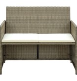 VidaXL Tuinbank 2-zits met kussens poly rattan beige