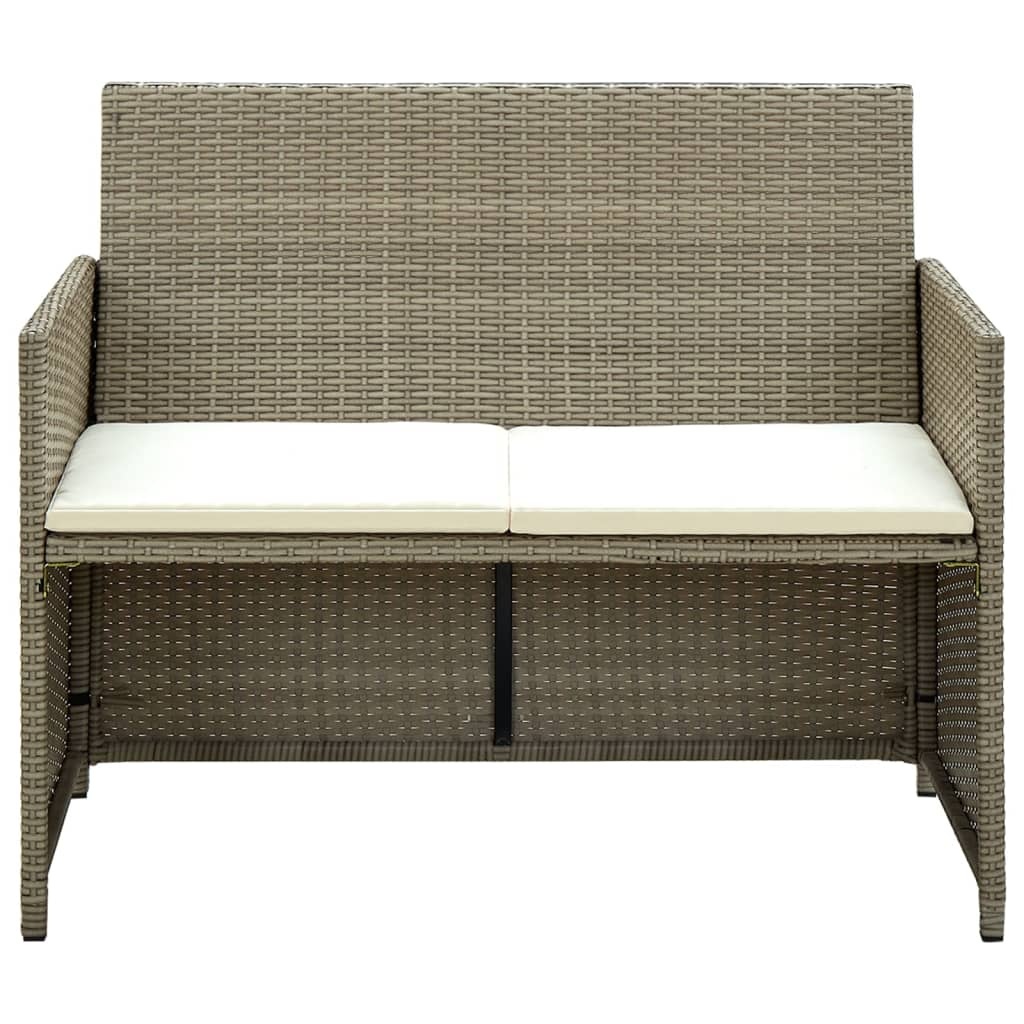 VidaXL Tuinbank 2-zits met kussens poly rattan beige