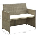 VidaXL Tuinbank 2-zits met kussens poly rattan beige