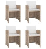 VidaXL 5-delige Tuinset met kussens poly rattan beige