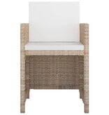 VidaXL 5-delige Tuinset met kussens poly rattan beige