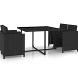 VidaXL 5-delige Tuinset met kussens poly rattan zwart