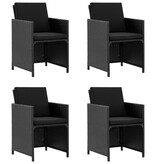 VidaXL 5-delige Tuinset met kussens poly rattan zwart