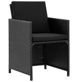 VidaXL 5-delige Tuinset met kussens poly rattan zwart