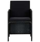 VidaXL 5-delige Tuinset met kussens poly rattan zwart