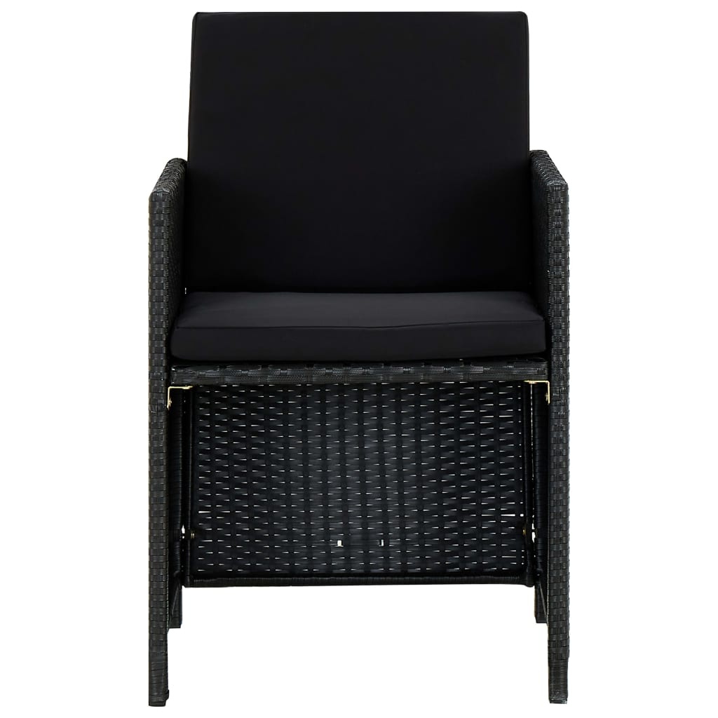 VidaXL 5-delige Tuinset met kussens poly rattan zwart