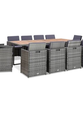 VidaXL 13-delige Tuinset met kussens poly rattan antracietkleurig