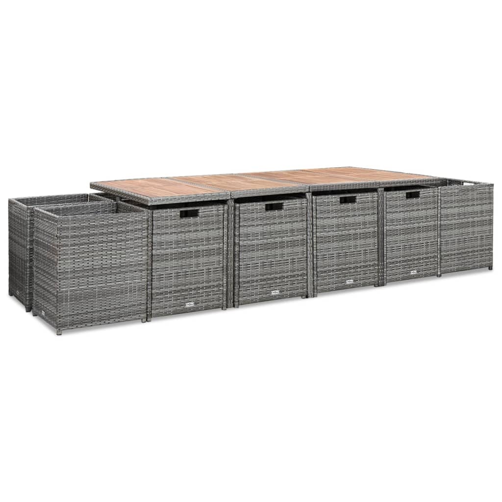 VidaXL 13-delige Tuinset met kussens poly rattan antracietkleurig