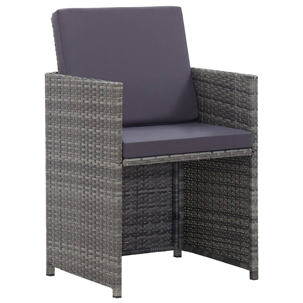 VidaXL 13-delige Tuinset met kussens poly rattan antracietkleurig