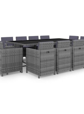 VidaXL 13-delige Tuinset met kussens poly rattan antraciet