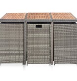 VidaXL 11-delige Tuinset met kussens poly rattan grijs