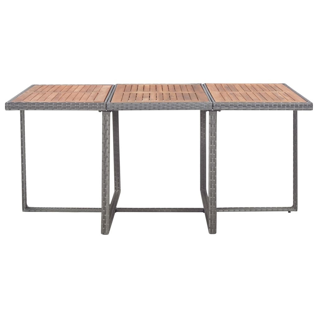 VidaXL 11-delige Tuinset met kussens poly rattan grijs