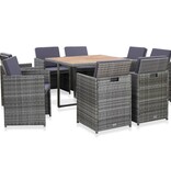 VidaXL 9-delige Tuinset met kussens poly rattan antraciet