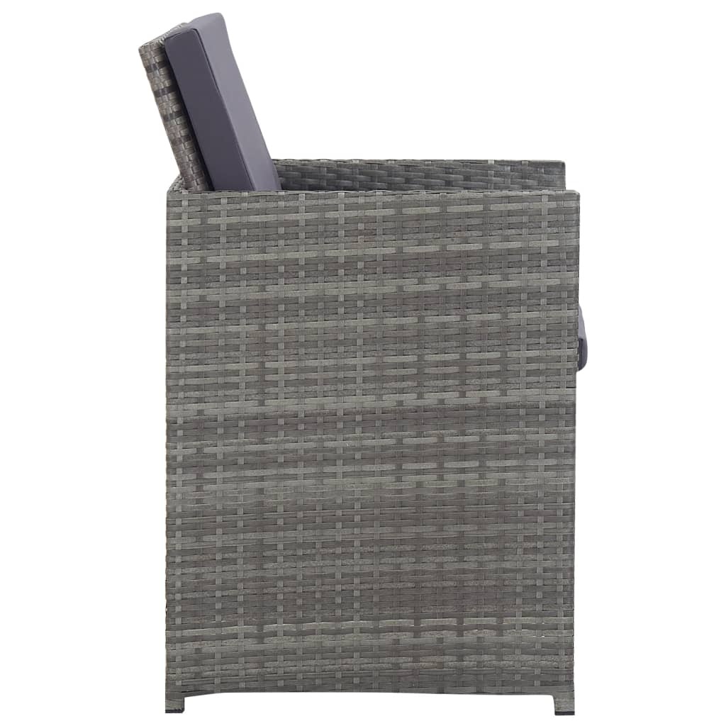 VidaXL 9-delige Tuinset met kussens poly rattan antraciet