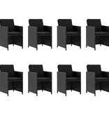 VidaXL 9-delige Tuinset met kussens poly rattan zwart