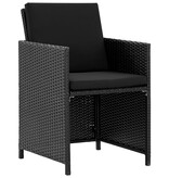 VidaXL 9-delige Tuinset met kussens poly rattan zwart