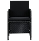VidaXL 9-delige Tuinset met kussens poly rattan zwart