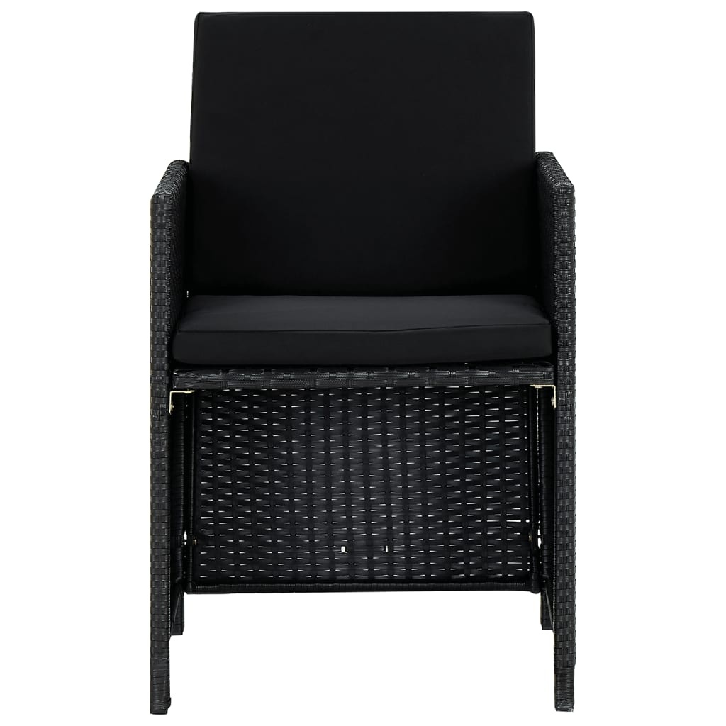 VidaXL 9-delige Tuinset met kussens poly rattan zwart