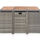 VidaXL 11-delige Tuinset poly rattan en acaciahout antraciet