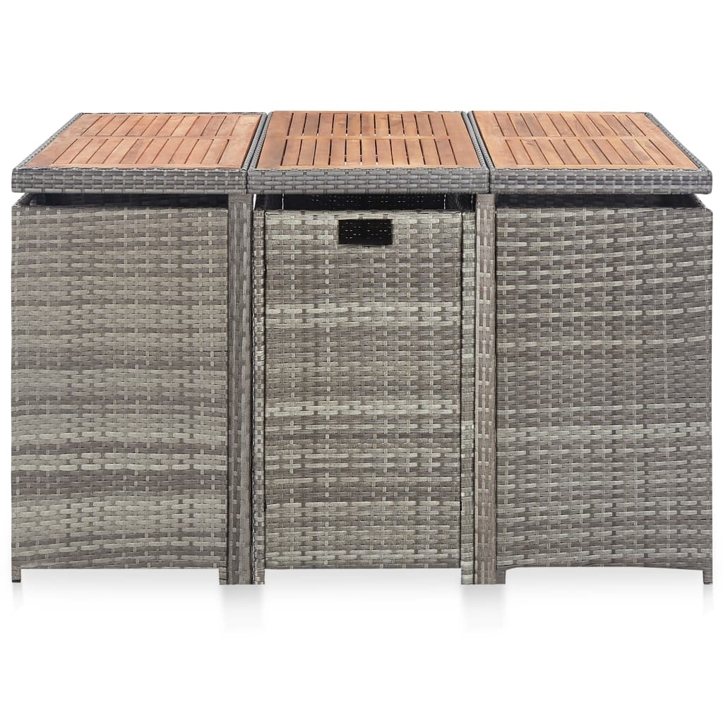 VidaXL 11-delige Tuinset poly rattan en acaciahout antraciet