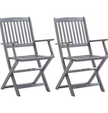 VidaXL Tuinstoelen inklapbaar 2 st massief acaciahout