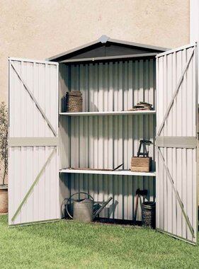 VidaXL Tuinschuur 116x45x175 cm gegalvaniseerd staal grijs