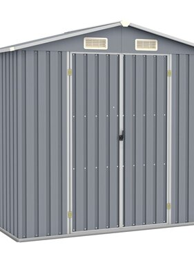VidaXL Tuinschuur 205x129x183 cm gegalvaniseerd staal grijs