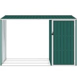 VidaXL Brandhoutschuur 245x98x159 cm gegalvaniseerd staal groen
