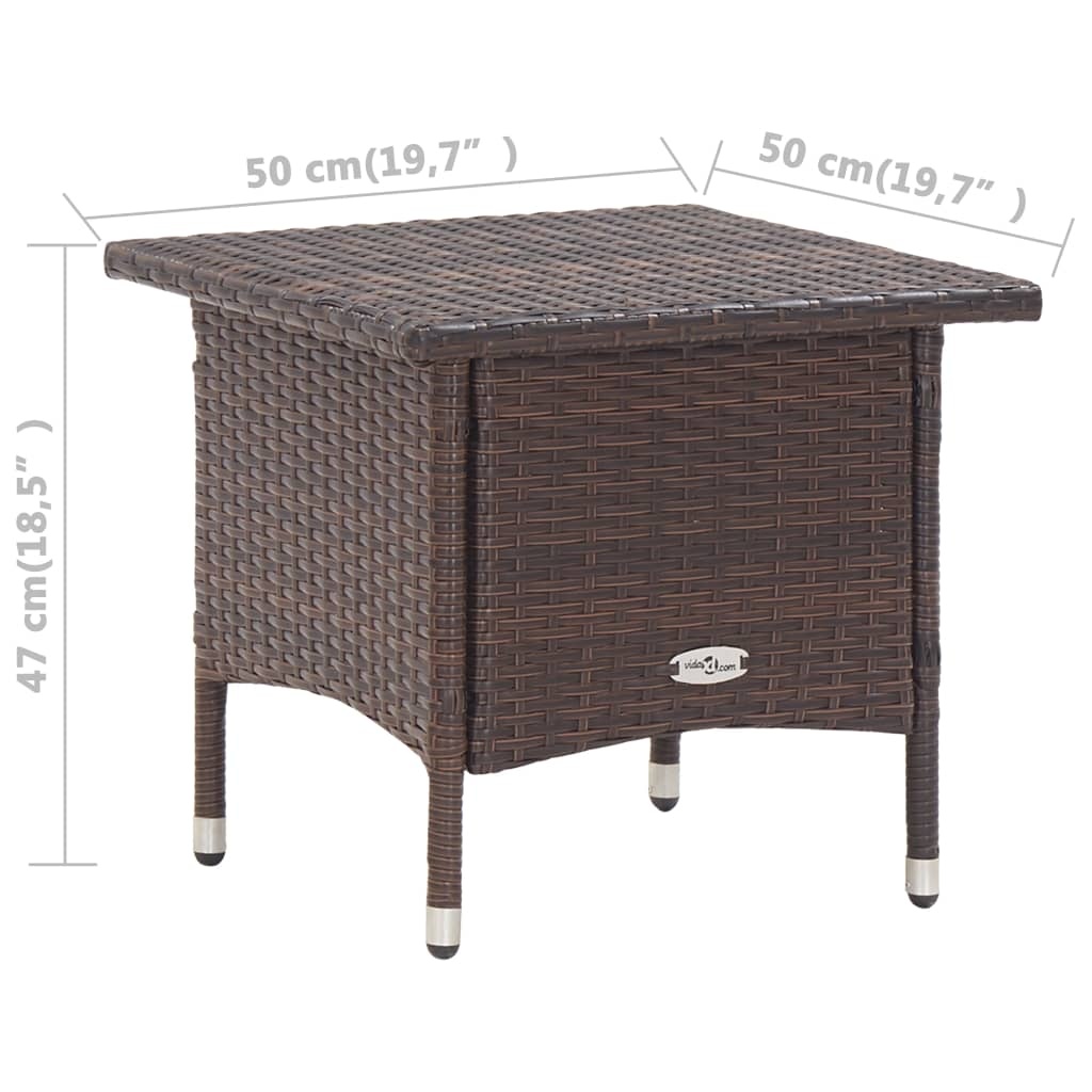 VidaXL Theetafel 50x50x47 cm poly rattan bruin