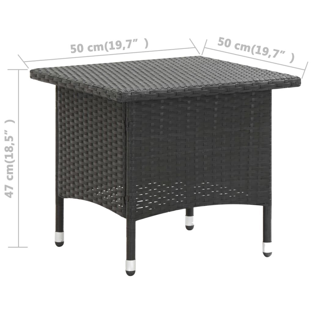 VidaXL Theetafel 50x50x47 cm poly rattan zwart