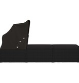 VidaXL Ligbed met luifel en kussen poly rattan zwart