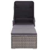 VidaXL Ligbed met luifel en kussen poly rattan grijs