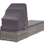 VidaXL Ligbed met luifel en kussen poly rattan grijs