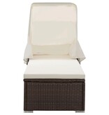 VidaXL Ligbed met luifel en kussen poly rattan bruin