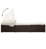 VidaXL Ligbed met luifel en kussen poly rattan bruin