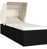 VidaXL Ligbed met luifel en kussen poly rattan crèmewit