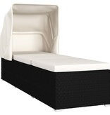 VidaXL Ligbed met luifel en kussen poly rattan crèmewit