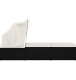 VidaXL Ligbed met luifel en kussen poly rattan crèmewit